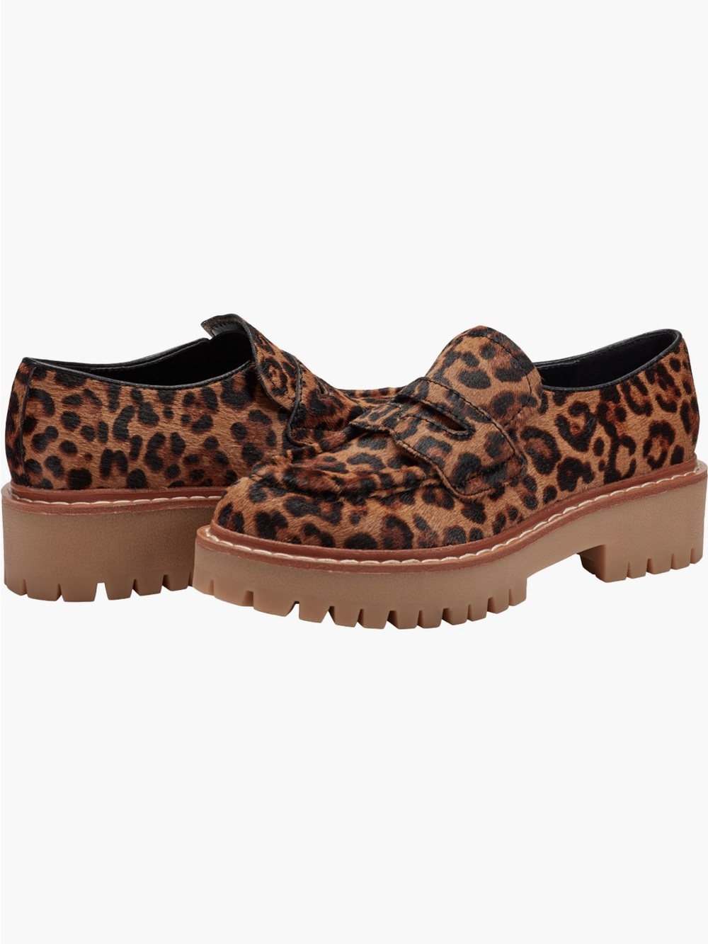 Marc Fisher Women’s Norton Lug Sole Leopard Calf Hair Penny Loafer Size 8.5 NWB